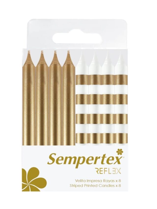 Velita Impresa Rayas Blanco-Dorado