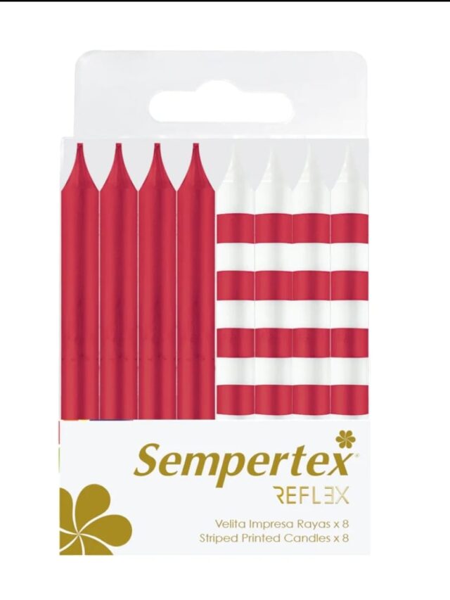 Velita Impresa Rayas Blanco-Rojo