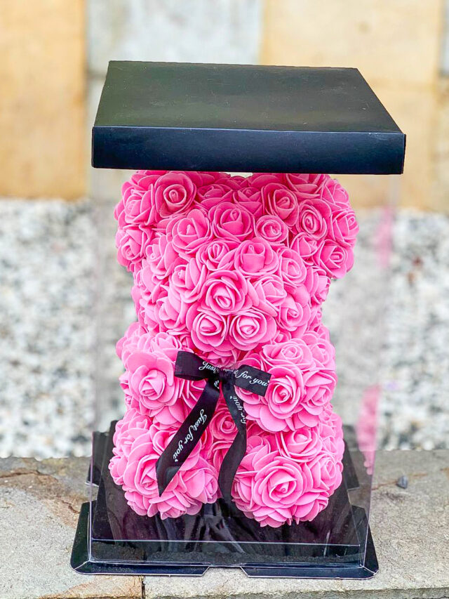 Oso de Rosas Artificiales Fucsia