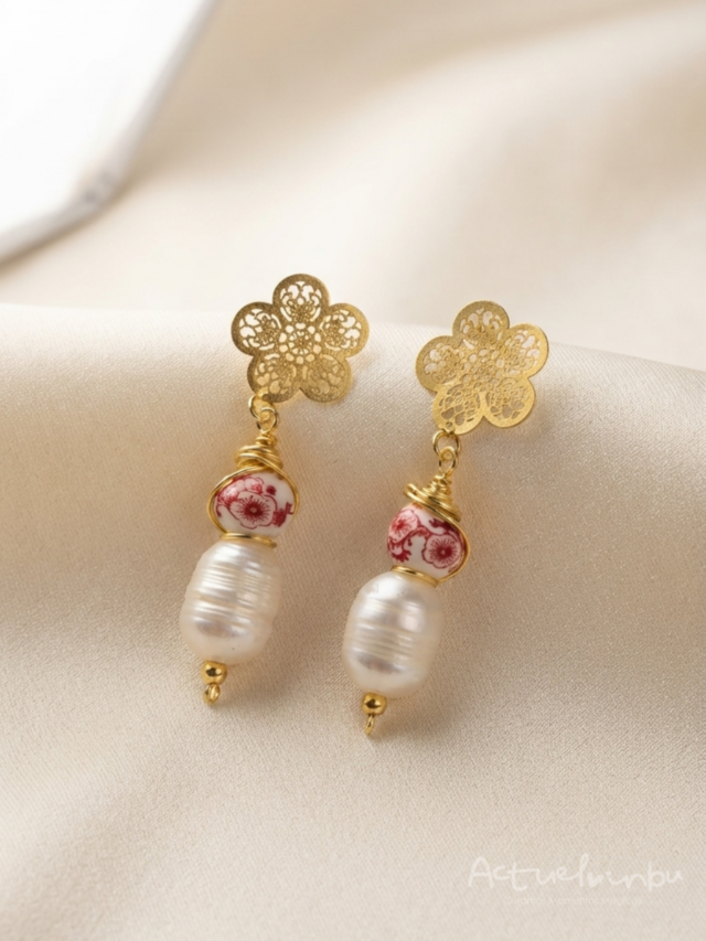 Aretes jardín de perlas